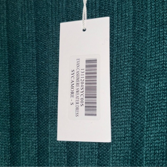 REFORMATION Evan Cashmere Green Ribbed Knit Long Sleeve Sweater Dress with tags - Picture 10 of 11